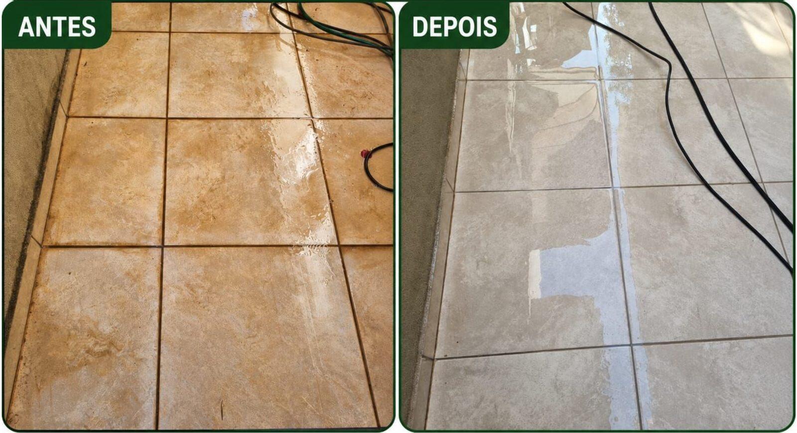 Antes e depois — limpeza de piso