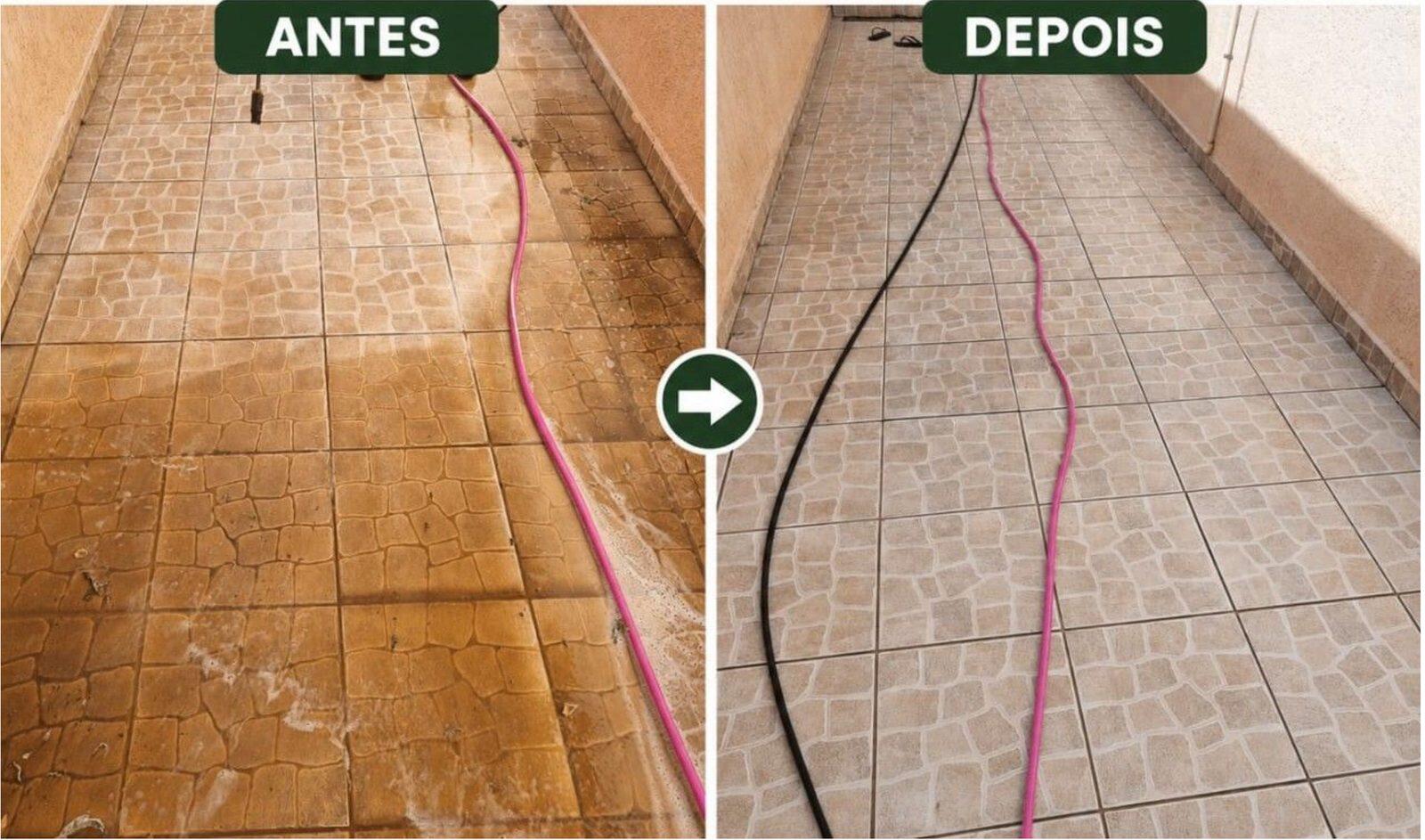 Antes e depois — limpeza de piso