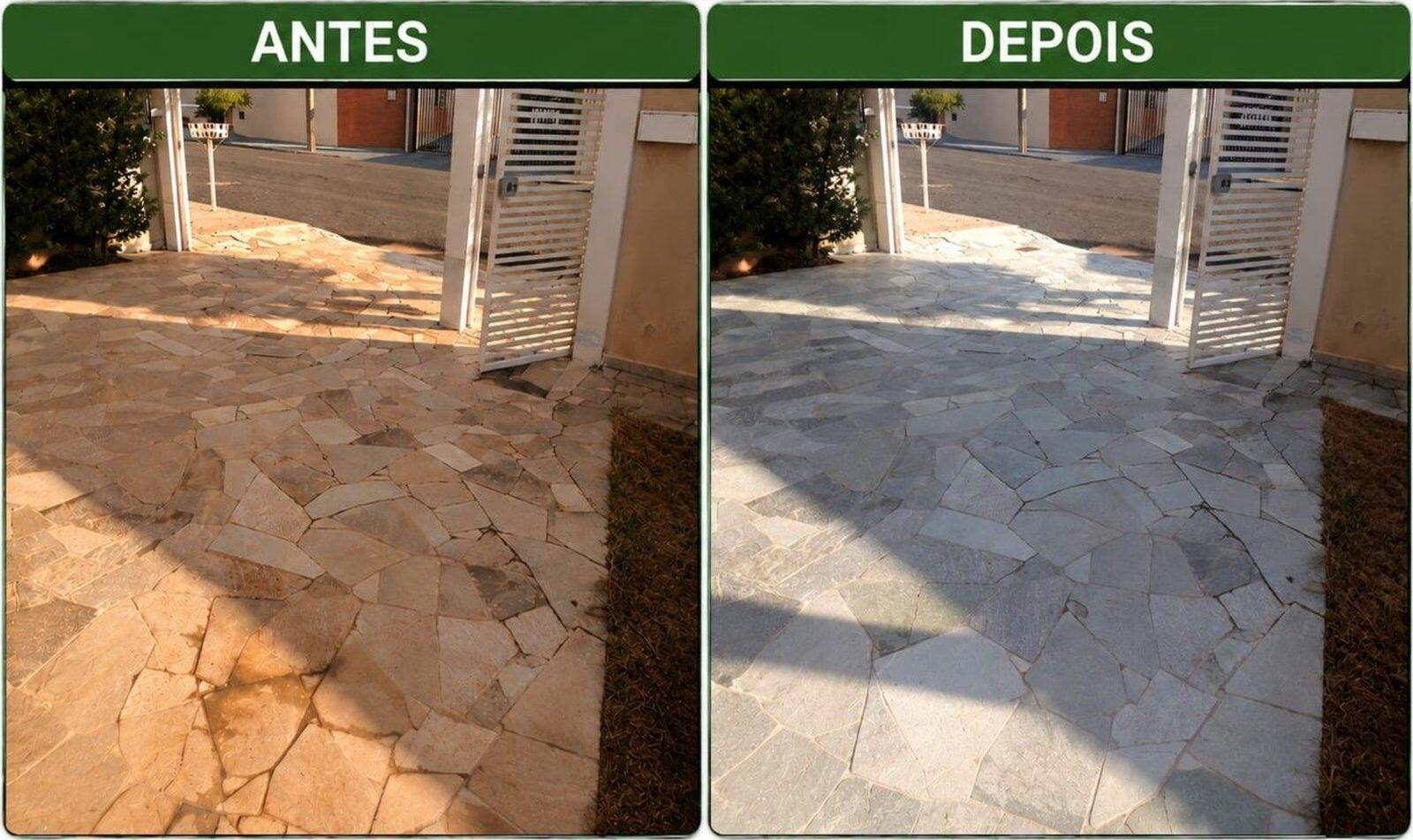 Antes e depois — limpeza de piso