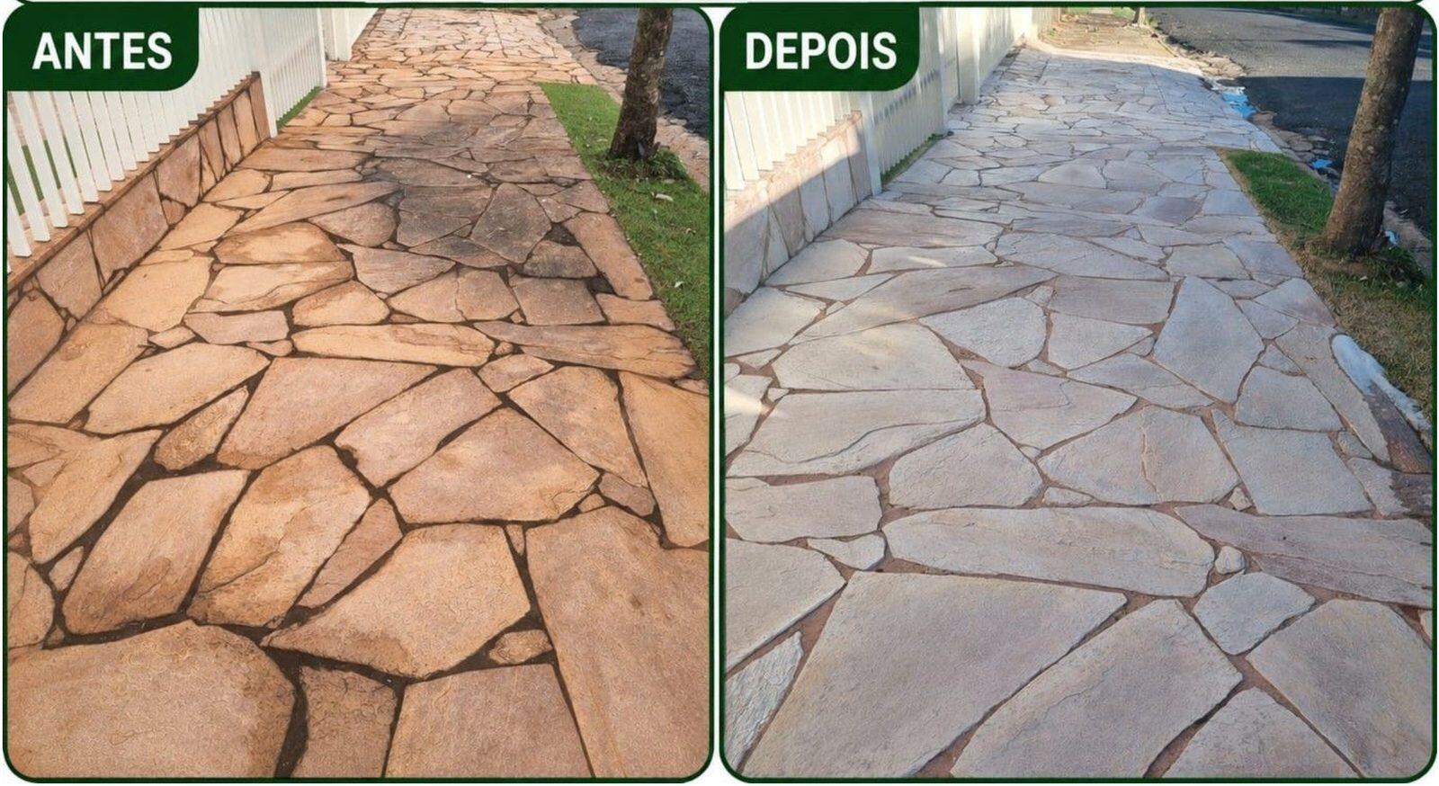 Antes e depois — limpeza de piso