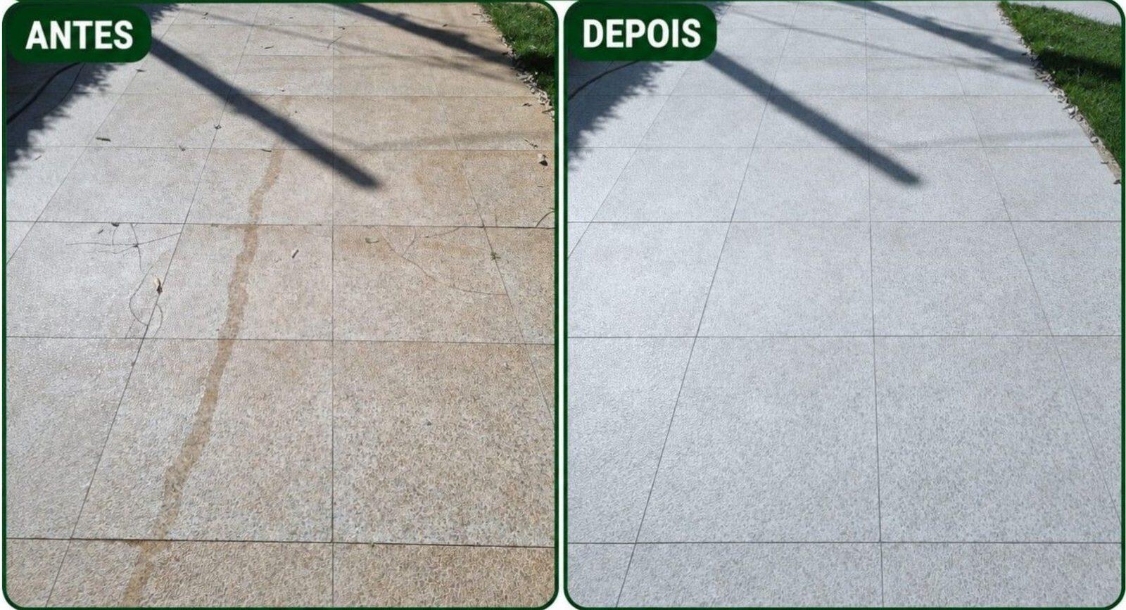 Antes e depois — limpeza de piso