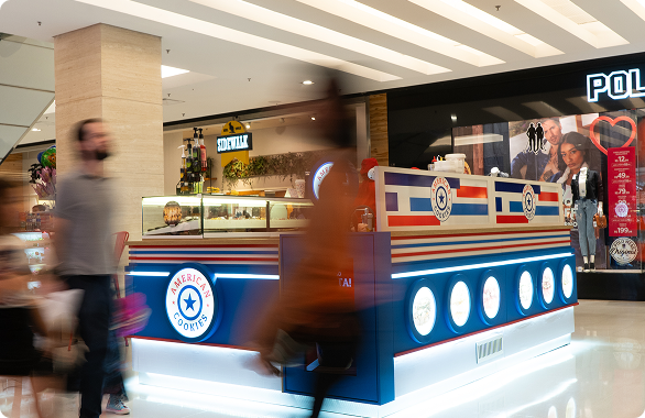Quiosque American Cookies em shopping