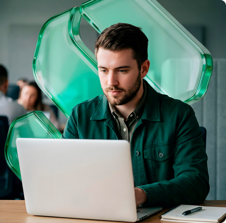 Profissional utilizando certificado digital no computador
