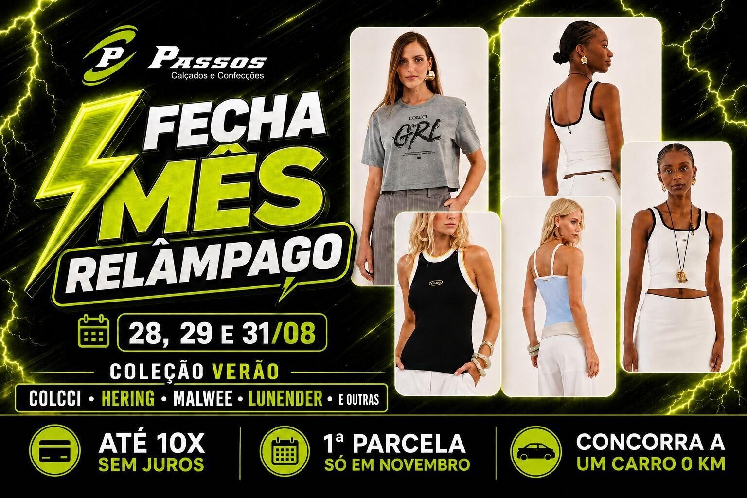 Imagem ilustrativa da matéria Passos Confecções e Calçados lança promoção da coleção verão com Colcci, Hering, Malwee e Lunender em até 10x sem juros
