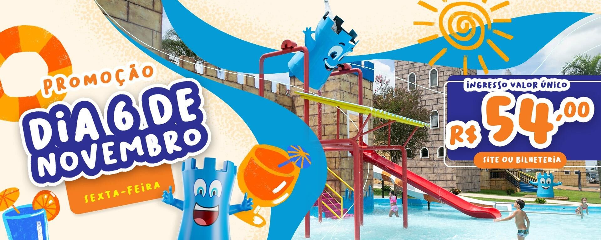 Banner feriado em Castelo Park Aquático
