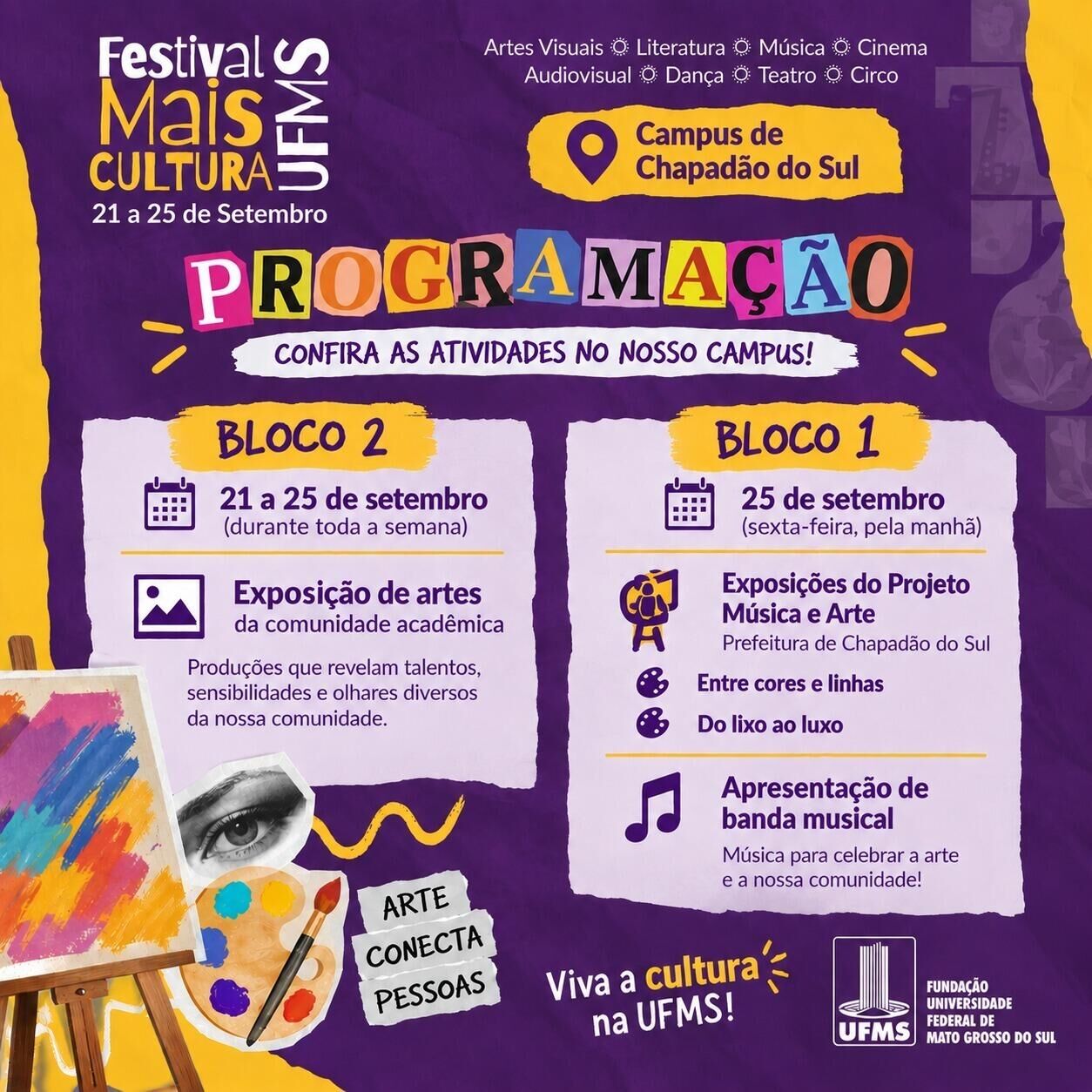 Imagem ilustrativa da matéria UFMS promove semana de arte, cultura e sustentabilidade em Chapadão do Sul