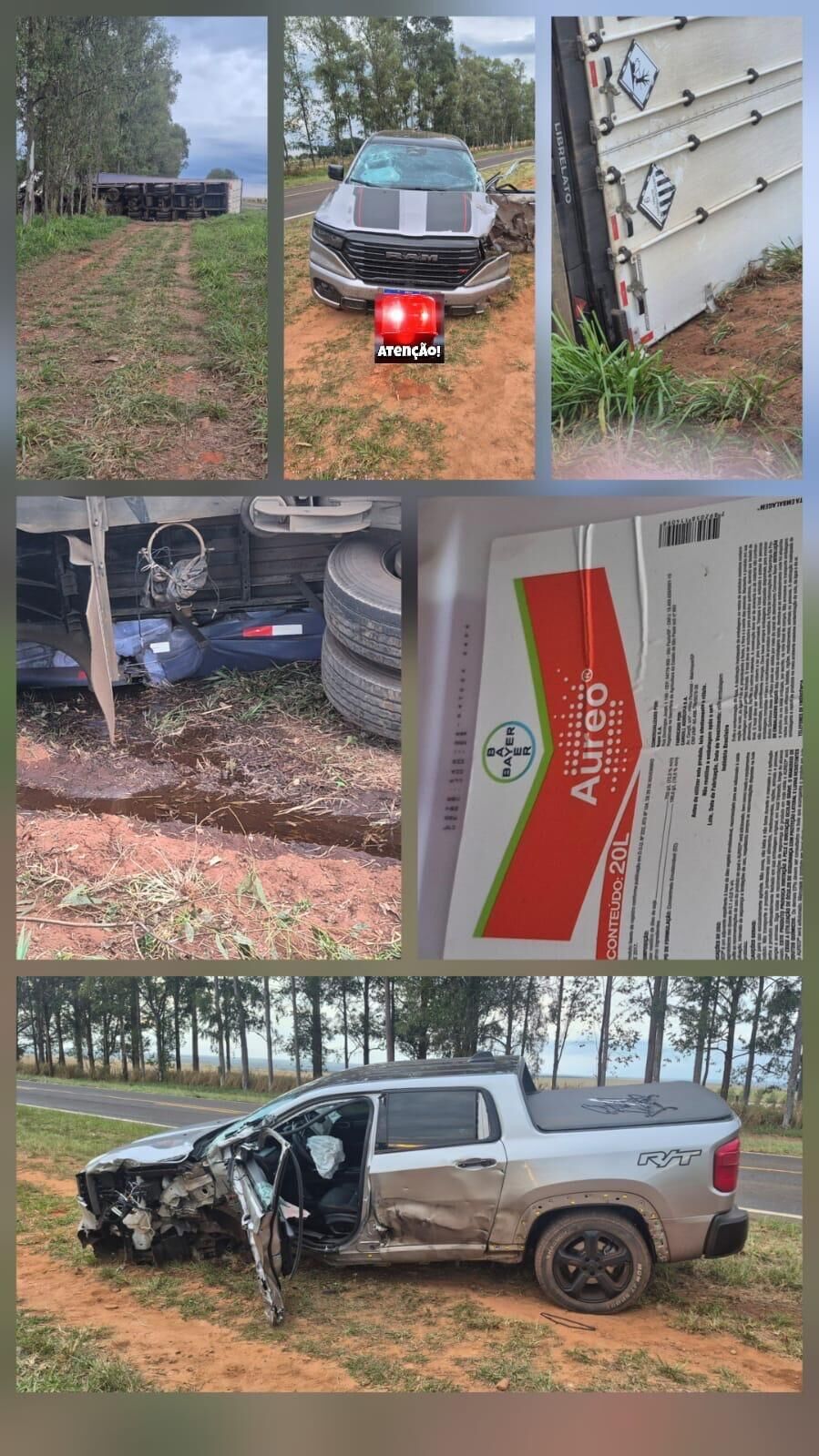 Imagem da notícia Caminhonete sai da pista e bate em carreta na BR-060, em Chapadão do Sul