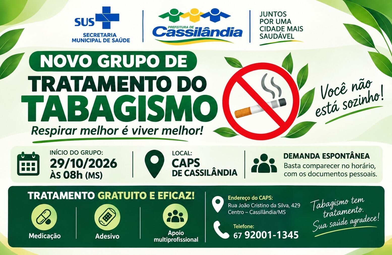 Ilustração da notícia Cassilândia abre novo grupo gratuito para quem quer parar de fumar da MS Todo dia