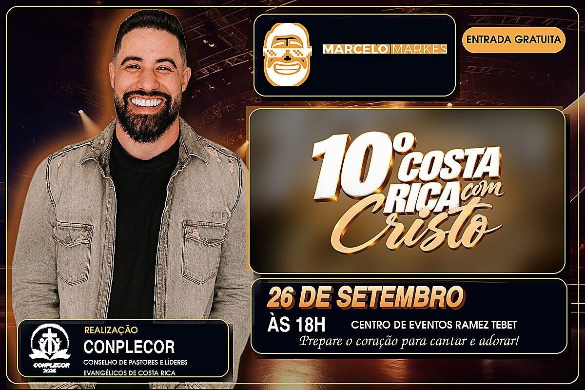 Ilustração da notícia 10º Costa Rica com Cristo reunirá igrejas em grande celebração de fé com Marcelo Markes da MS Todo dia