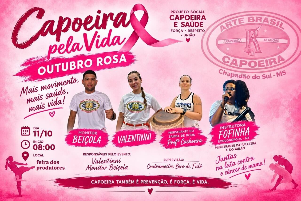 Imagem ilustrativa da matéria Chapadão do Sul recebe evento do grupo Capoeira e Saúde em apoio ao Outubro Rosa