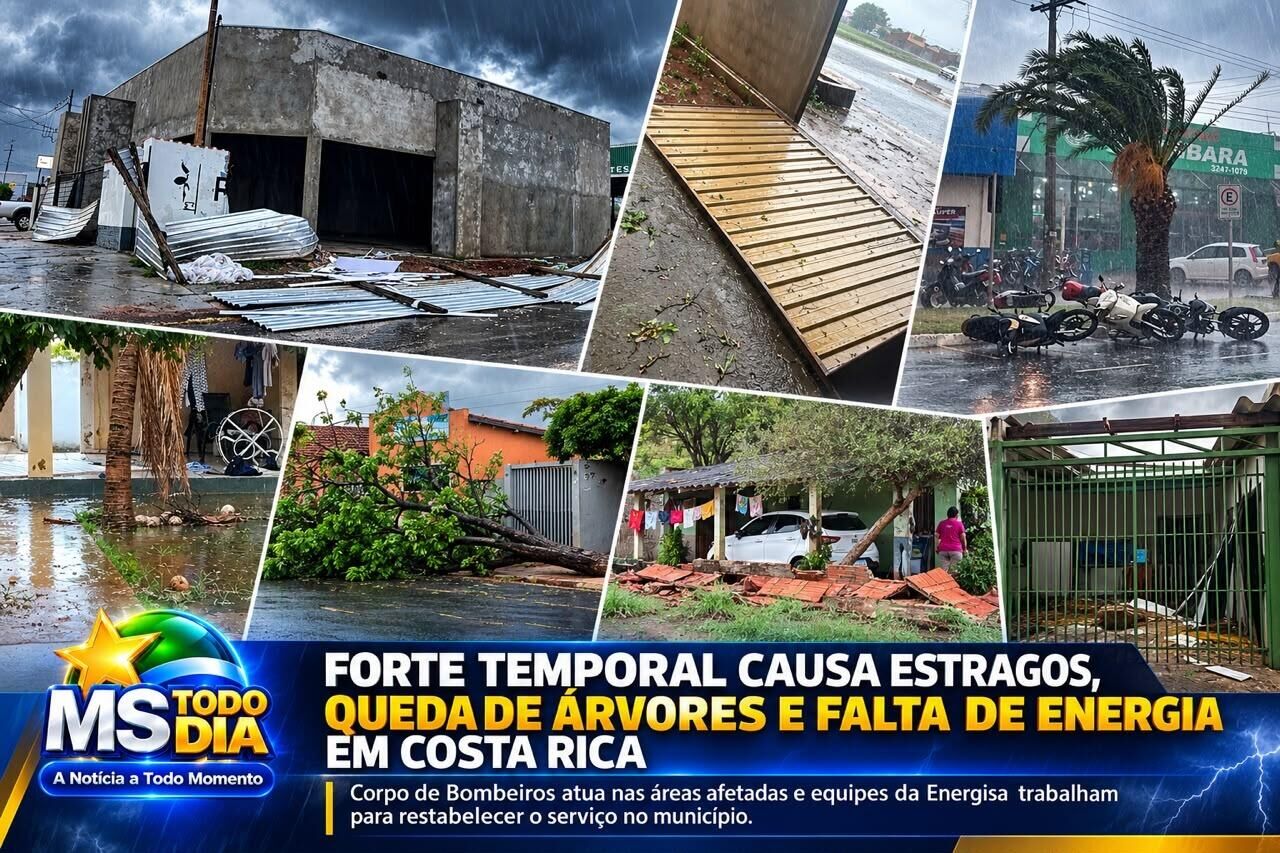Imagem da notícia Forte temporal com ventos de até 71 km/h causa estragos, queda de árvores e falta de energia em Costa Rica