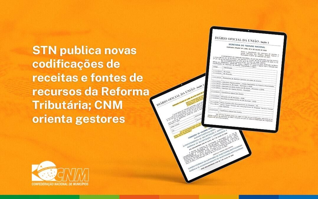 Imagem da notícia STN publica novas codificações de receitas e fontes de recursos da Reforma Tributária; CNM orienta gestores