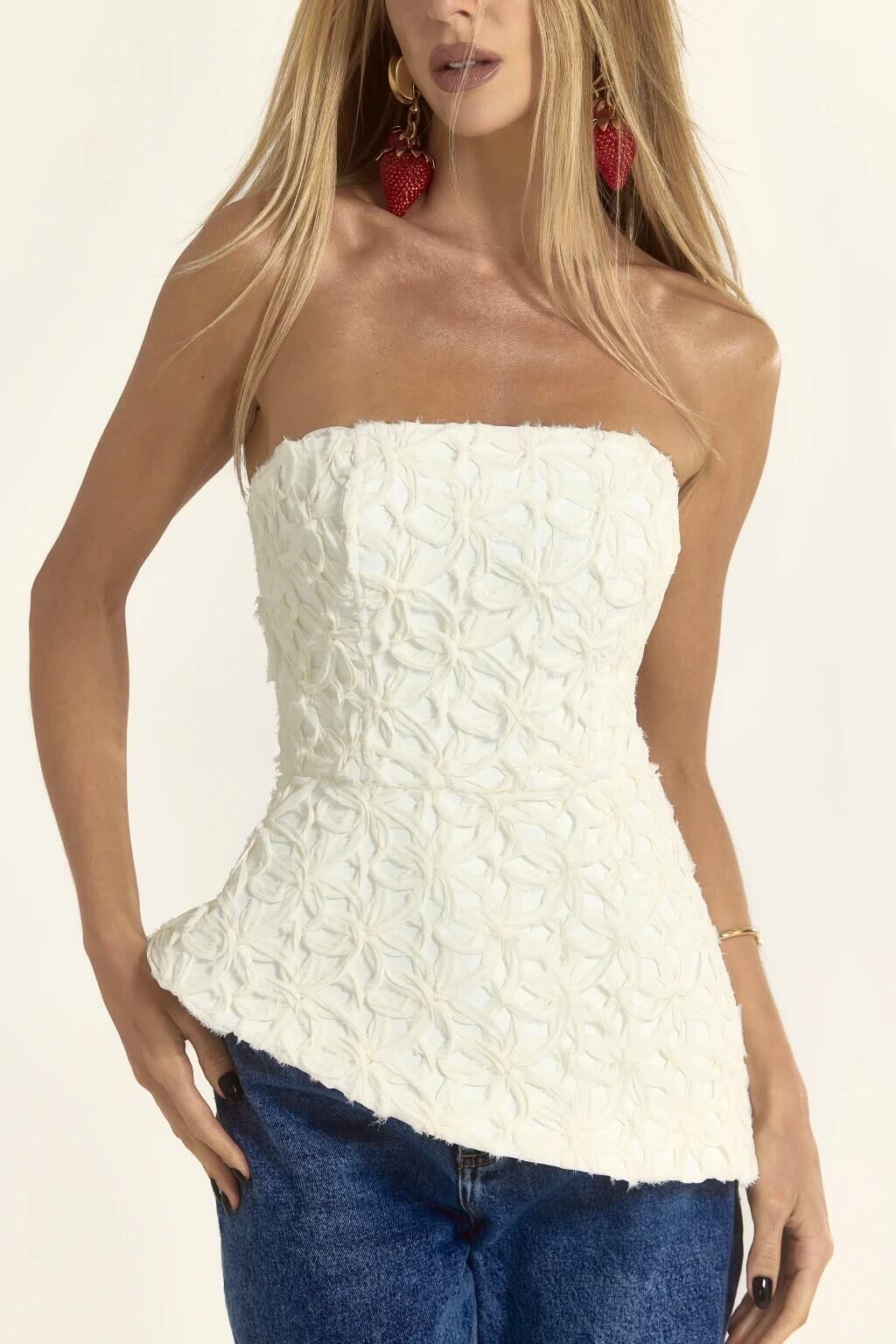 Imagem de Corset Renda Macramê Off White Closet De Luxe