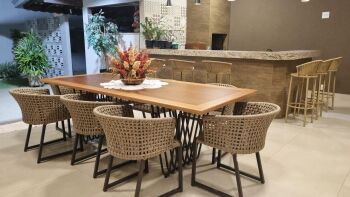 Imagem do produto Mesa Florença Base Verona 240x100cm em Aluminio com Poltrona Berlim