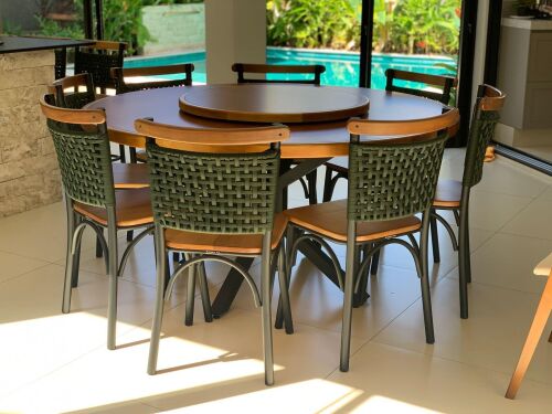 Imagem do produto Mesa Redonda Florença 160cm Base Alumínio com Cadeira Milano