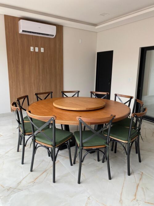 Imagem do produto Mesa Redonda Florença 190cm Base Alumínio com Cadeira Paris Alumínio e Futon