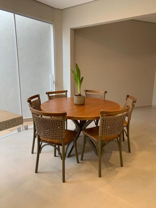 Imagem do produto Mesa Redonda Florença 130cm Base Alumínio com Cadeira Milano