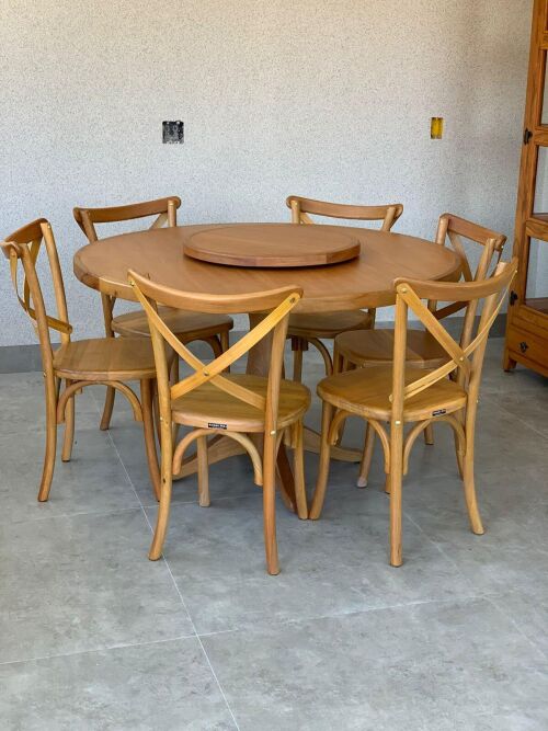 Imagem do produto Mesa Redonda Florença 130cm Base Madeira com Cadeira Paris