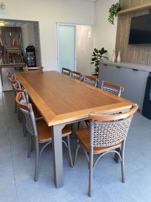 Imagem do produto Mesa Florença Industrial Fendi 270x100cm com Cadeira Milano Fendi