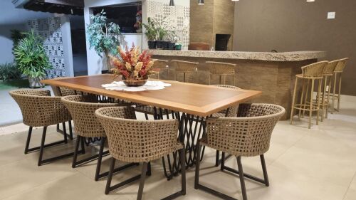 Imagem do produto Mesa Florença Base Verona 240x100cm em Aluminio com Poltrona Berlim