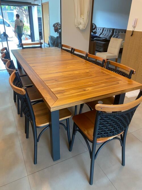 Imagem do produto Mesa Industrial Teca 240x100 com Cadeira Milano