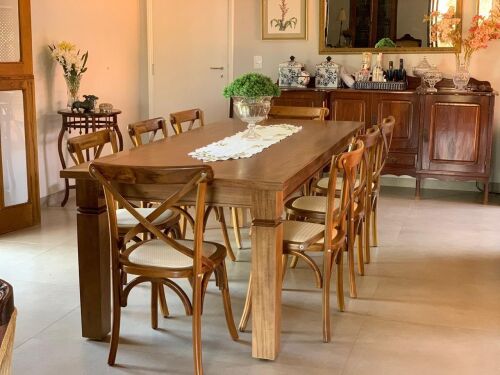 Imagem do produto Mesa Florença Base Diamante em Madeira Maciça com Cadeira Paris