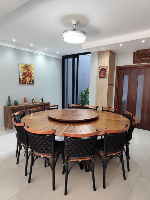 Imagem do produto Mesa Redonda Girassol 220cm Base Alumínio e Cadeira Milano Corda Náutica 30MM com Futon