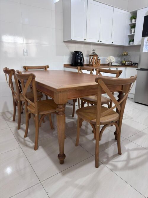 Imagem do produto Mesa Florença Base Torneada 180x100cm com Cadeira Paris Madeira