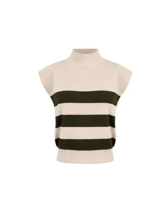 Imagem de Blusa Hanna Creme C/ Verde Militar Cloude