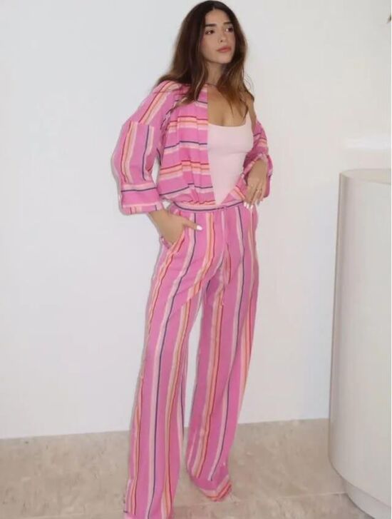 Imagem de Conjunto Abigail Listrado Rosa Cloude