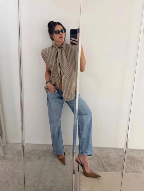 Imagem de Camisa Tania Listra Bege Cloude