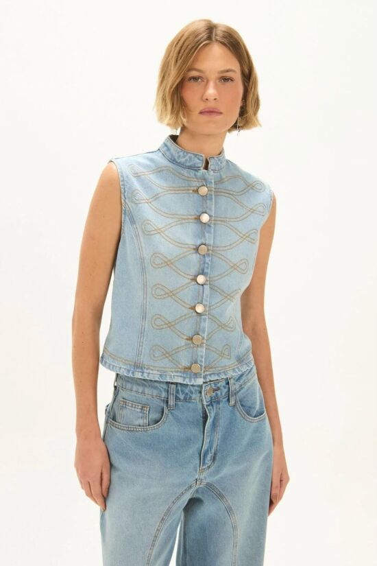 Imagem de Colete Eduarda Jeans Le Blog