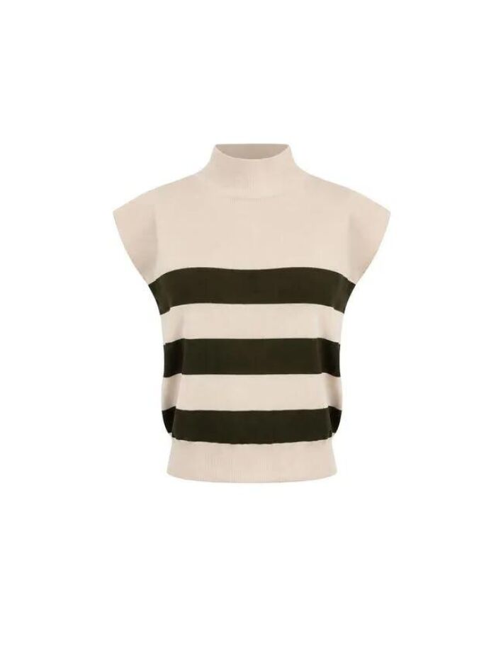 Imagem de Blusa Hanna Creme C/ Verde Militar Cloude