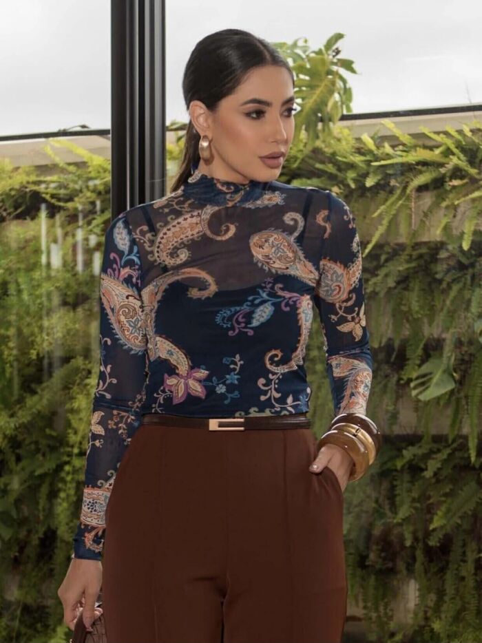 Imagem de Blusa Tule Estampada Paisley Luzia Fazzolli