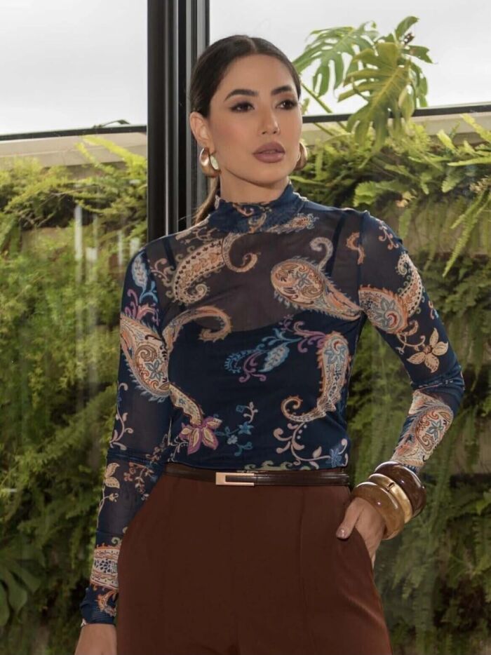 Imagem de Blusa Tule Estampada Paisley Luzia Fazzolli