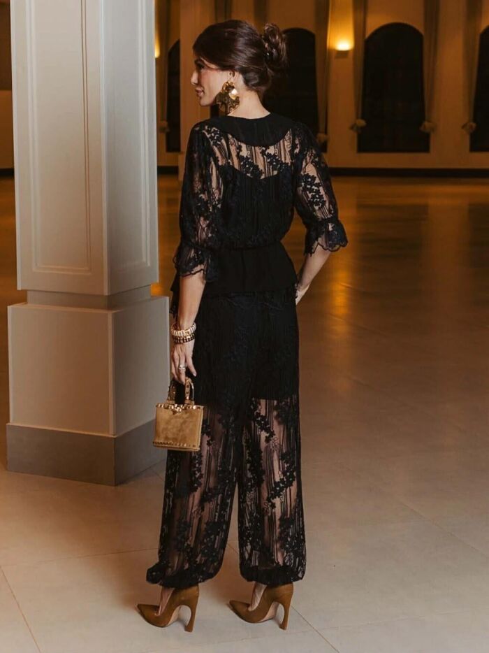 Imagem de Conjunto Renda Calça Aladim Preto Luzia Fazzolli