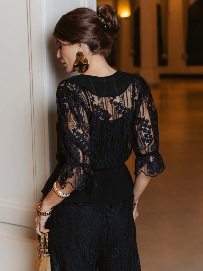 Imagem de Conjunto Renda Calça Aladim Preto Luzia Fazzolli