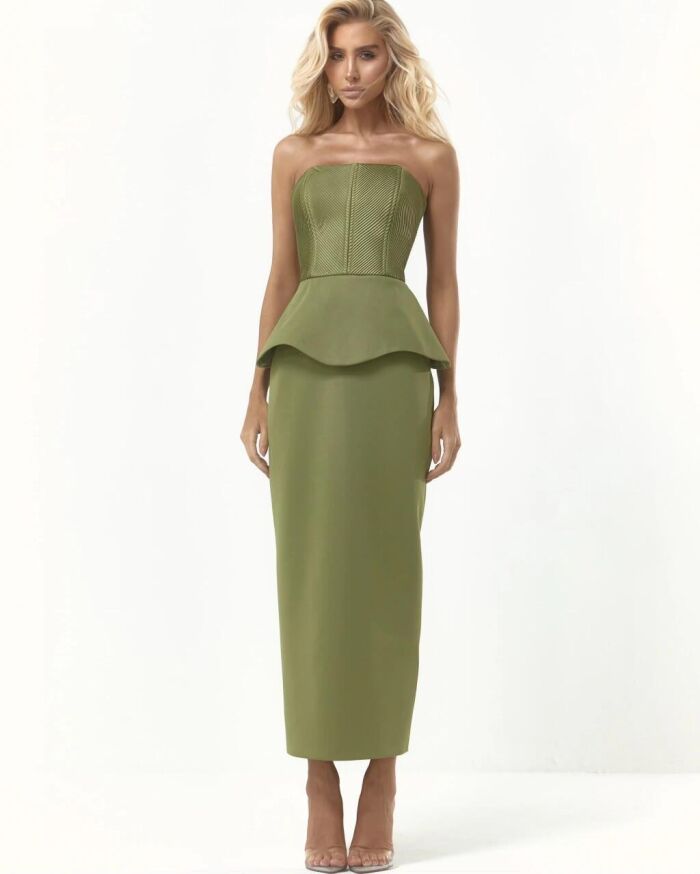 Imagem de Vestido Malha Twill Top Peplum Verde Closet Deluxe