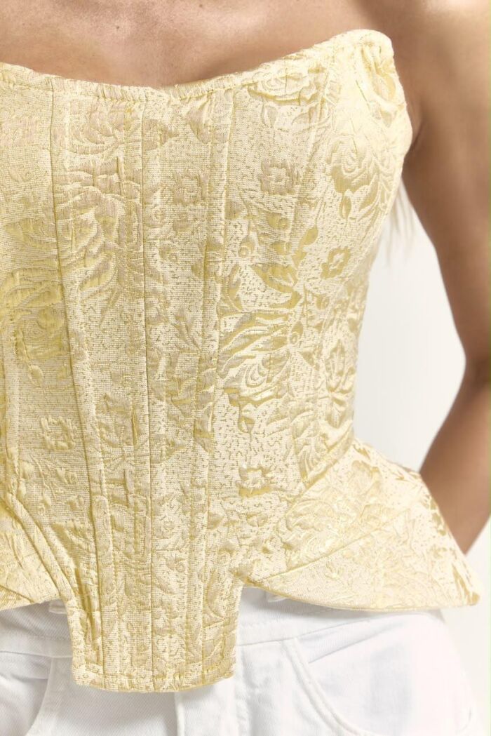 Imagem de Corset Jacquard Tomara Que Caia Dourado Closet De Luxe