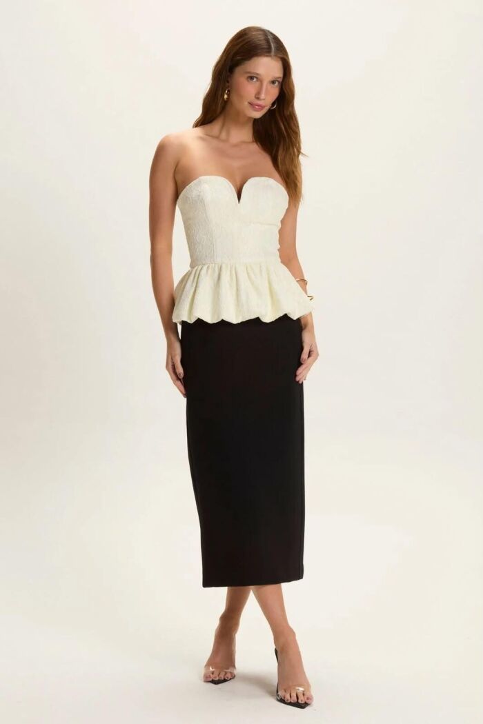 Imagem de Vestido Milena Off White E Preto Le Blog