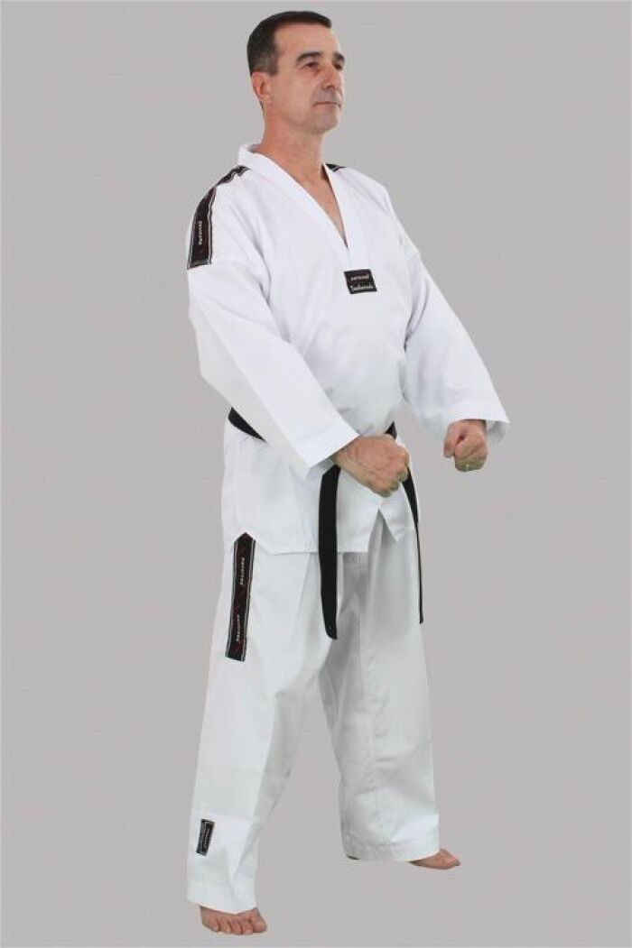 Imagem de Dobok Canelado Branco com Gola Branca – M0