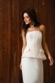 Imagem adicional 0 do item Conjunto Alfaiataria Top Plissado Com Lapelas E Saia Off White Closet De Luxe