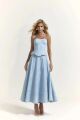 Imagem adicional 2 do item Conjunto Corset Tomara Que Caia E Saia Mídi Godê Azul Closet De Luxe