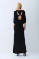 Imagem adicional 5 do item Vestido Longo Decote V Abertura Costas E Capa Preto Zen