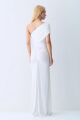 Imagem adicional 6 do item Vestido Longo Franzidos Detalhe Frontal Um Ombro Só Off White Zen