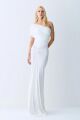 Imagem adicional 5 do item Vestido Longo Franzidos Detalhe Frontal Um Ombro Só Off White Zen