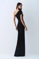 Imagem adicional 0 do item Vestido Longo Franzidos Detalhe Frontal Um Ombro Só Preto Zen