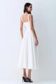 Imagem adicional 4 do item Vestido Mídi Detalhe Decote E Alça Com Pregas E Saia Off White Zen