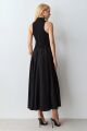 Imagem adicional 3 do item Vestido Mídi gola Alta Com Barra Ampla Rodada Preto Zen