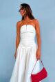 Imagem adicional 0 do item Vestido Mídi Tomara Que Caia Zíper De Metal Frontal Off White Zen